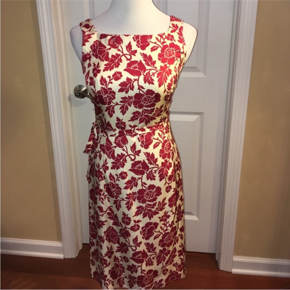 Ann Taylor Burgundy and Cream Floral Midi Dress